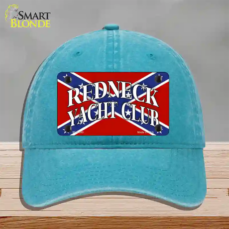 Redneck Yacht Club Novelty License Plate Hat Unconstructed Cotton / Lake Blue