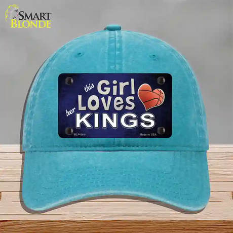 This Girl Loves Her Kings Novelty License Plate Hat Unconstructed Cotton / Lake Blue