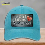 This Girl Loves Her Spurs Novelty License Plate Hat Unconstructed Cotton / Lake Blue