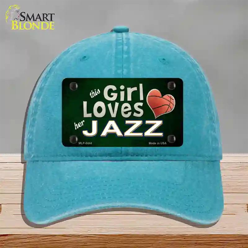 This Girl Loves Her Jazz Novelty License Plate Hat Unconstructed Cotton / Lake Blue