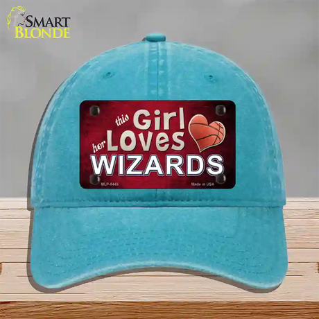 This Girl Loves Her Wizards Novelty License Plate Hat Unconstructed Cotton / Lake Blue