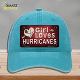 This Girl Loves Her Hurricanes Novelty License Plate Hat Unconstructed Cotton / Lake Blue