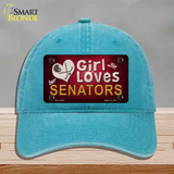 This Girl Loves Her Senators Novelty License Plate Hat Unconstructed Cotton / Lake Blue