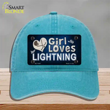 This Girl Loves Her Lightning Novelty License Plate Hat Unconstructed Cotton / Lake Blue