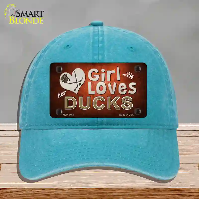 This Girl Loves Her Ducks Novelty License Plate Hat Unconstructed Cotton / Lake Blue