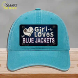 This Girl Loves Her Blue Jackets Novelty License Plate Hat Unconstructed Cotton / Lake Blue