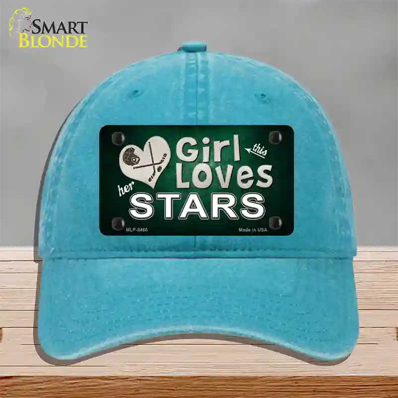 This Girl Loves Her Stars Novelty License Plate Hat Unconstructed Cotton / Lake Blue