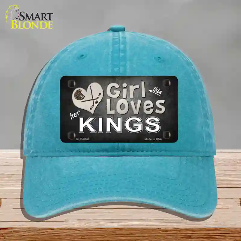 This Girl Loves Her Kings Hockey Novelty License Plate Hat Unconstructed Cotton / Lake Blue