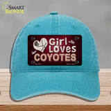 This Girl Loves Her Coyotes Novelty License Plate Hat Unconstructed Cotton / Lake Blue