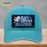 This Girl Loves Her Blues Novelty License Plate Hat Unconstructed Cotton / Lake Blue