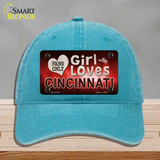 This Girl Loves Cincinnati Novelty License Plate Hat Unconstructed Cotton / Lake Blue