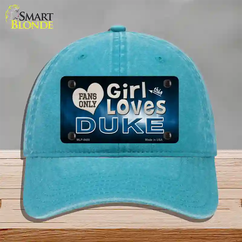 This Girl Loves Duke Novelty License Plate Hat Unconstructed Cotton / Lake Blue