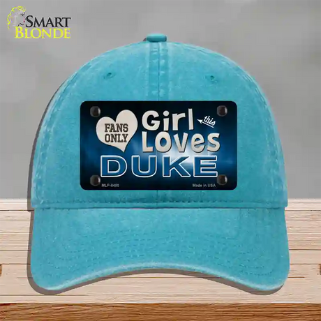 This Girl Loves Duke Novelty License Plate Hat Unconstructed Cotton / Lake Blue