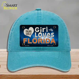 This Girl Loves Florida Novelty License Plate Hat Unconstructed Cotton / Lake Blue