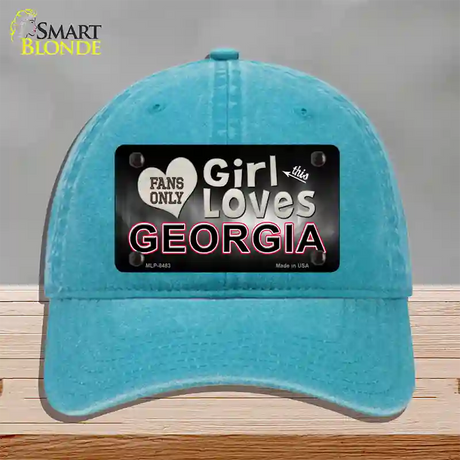 This Girl Loves Georgia Novelty License Plate Hat Unconstructed Cotton / Lake Blue