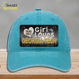 This Girl Loves Georgia Tech Novelty License Plate Hat Unconstructed Cotton / Lake Blue