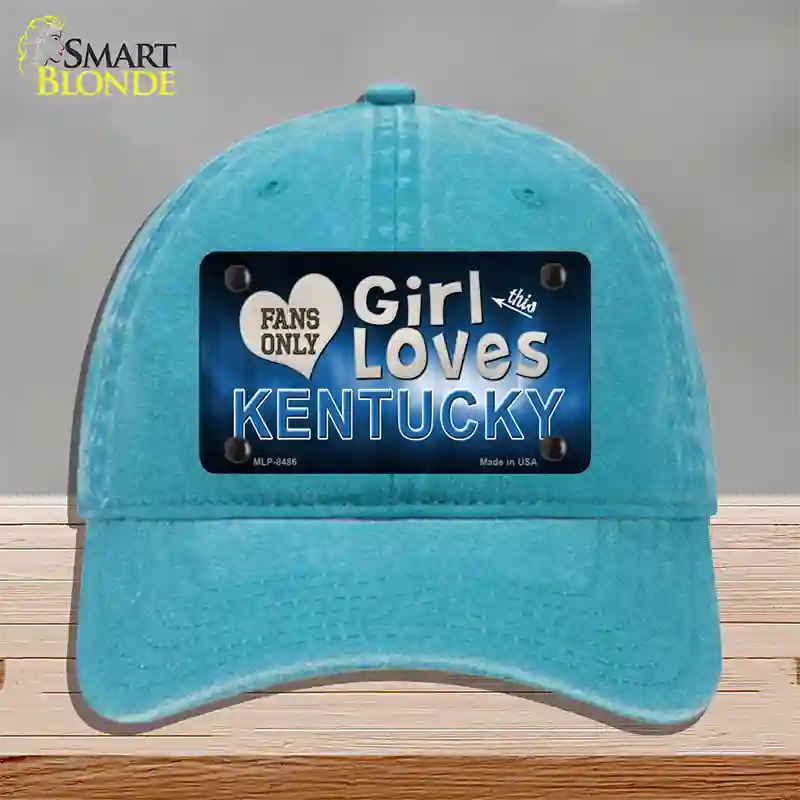 This Girl Loves Kentucky Novelty License Plate Hat Unconstructed Cotton / Lake Blue