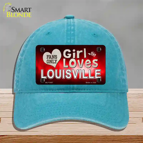 This Girl Loves Louisville Novelty License Plate Hat Unconstructed Cotton / Lake Blue