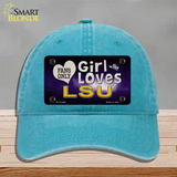 This Girl Loves LSU Novelty License Plate Hat Unconstructed Cotton / Lake Blue