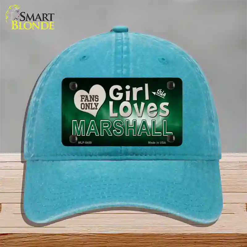 This Girl Loves Marshall Novelty License Plate Hat Unconstructed Cotton / Lake Blue