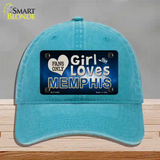 This Girl Loves Memphis Novelty License Plate Hat Unconstructed Cotton / Lake Blue