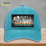 This Girl Loves Miami Novelty License Plate Hat Unconstructed Cotton / Lake Blue