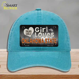 This Girl Loves Oklahoma State Novelty License Plate Hat Unconstructed Cotton / Lake Blue