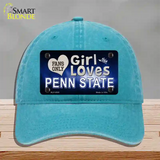 This Girl Loves Penn State Novelty License Plate Hat Unconstructed Cotton / Lake Blue