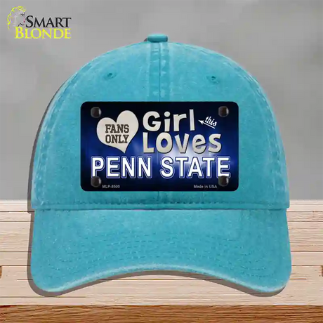 This Girl Loves Penn State Novelty License Plate Hat Unconstructed Cotton / Lake Blue