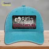 This Girl Loves South Carolina Novelty License Plate Hat Unconstructed Cotton / Lake Blue