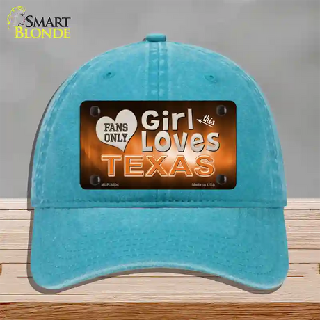 This Girl Loves Texas Novelty License Plate Hat Unconstructed Cotton / Lake Blue