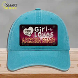 This Girl Loves Arizona State Novelty License Plate Hat Unconstructed Cotton / Lake Blue