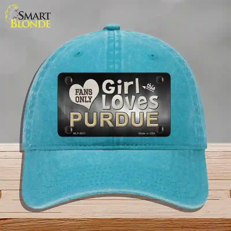 This Girl Loves Purdue Novelty License Plate Hat Unconstructed Cotton / Lake Blue