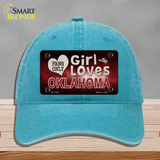 This Girl Loves Oklahoma Novelty License Plate Hat Unconstructed Cotton / Lake Blue