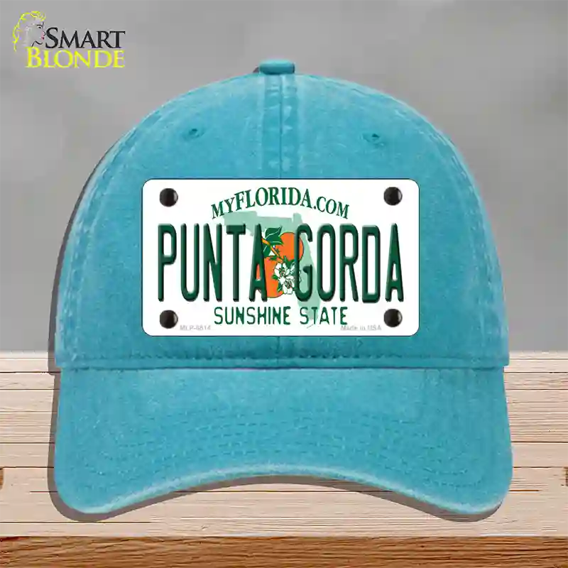 Punta Gorda Florida Novelty License Plate Hat Unconstructed Cotton / Lake Blue