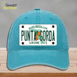 Punta Gorda Florida Novelty License Plate Hat Unconstructed Cotton / Lake Blue