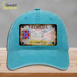 Georgia Rusty State Novelty License Plate Hat Unconstructed Cotton / Lake Blue