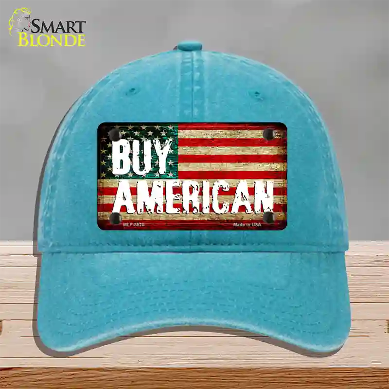 Buy American Novelty License Plate Hat Unconstructed Cotton / Lake Blue