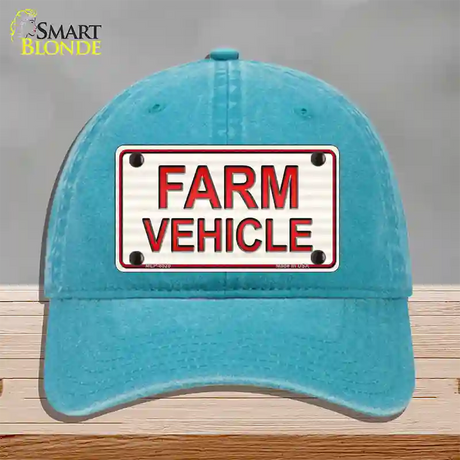 Farm Vehicle Novelty License Plate Hat Unconstructed Cotton / Lake Blue