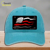 Thin Red Line Flag Novelty License Plate Hat Unconstructed Cotton / Lake Blue