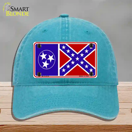 Confederate Flag Tennessee Novelty License Plate Hat Unconstructed Cotton / Lake Blue