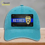 Retired Police Thin Blue Line Novelty License Plate Hat Unconstructed Cotton / Lake Blue