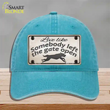 Gate Open Novelty License Plate Hat Unconstructed Cotton / Lake Blue