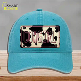 Cowgirl Cow Novelty License Plate Hat Unconstructed Cotton / Lake Blue