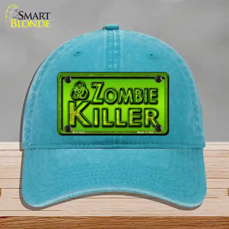 Zombie Killer Novelty License Plate Hat Unconstructed Cotton / Lake Blue