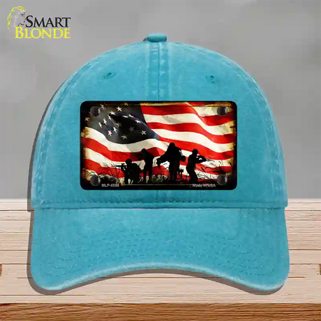 American Freedom Fighters Novelty License Plate Hat Unconstructed Cotton / Lake Blue