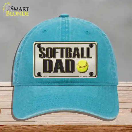 Softball Dad Novelty License Plate Hat Unconstructed Cotton / Lake Blue