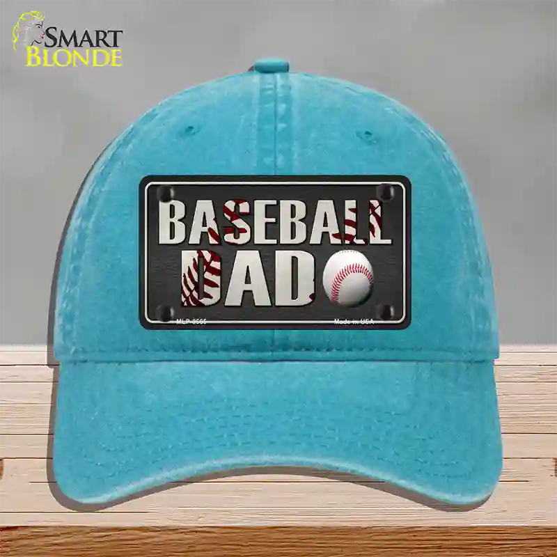 Baseball Dad Novelty License Plate Hat Unconstructed Cotton / Lake Blue