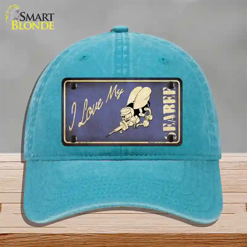 I Love My Seabee Novelty License Plate Hat Unconstructed Cotton / Lake Blue