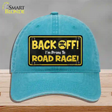 Back Off Road Rage Novelty License Plate Hat Unconstructed Cotton / Lake Blue